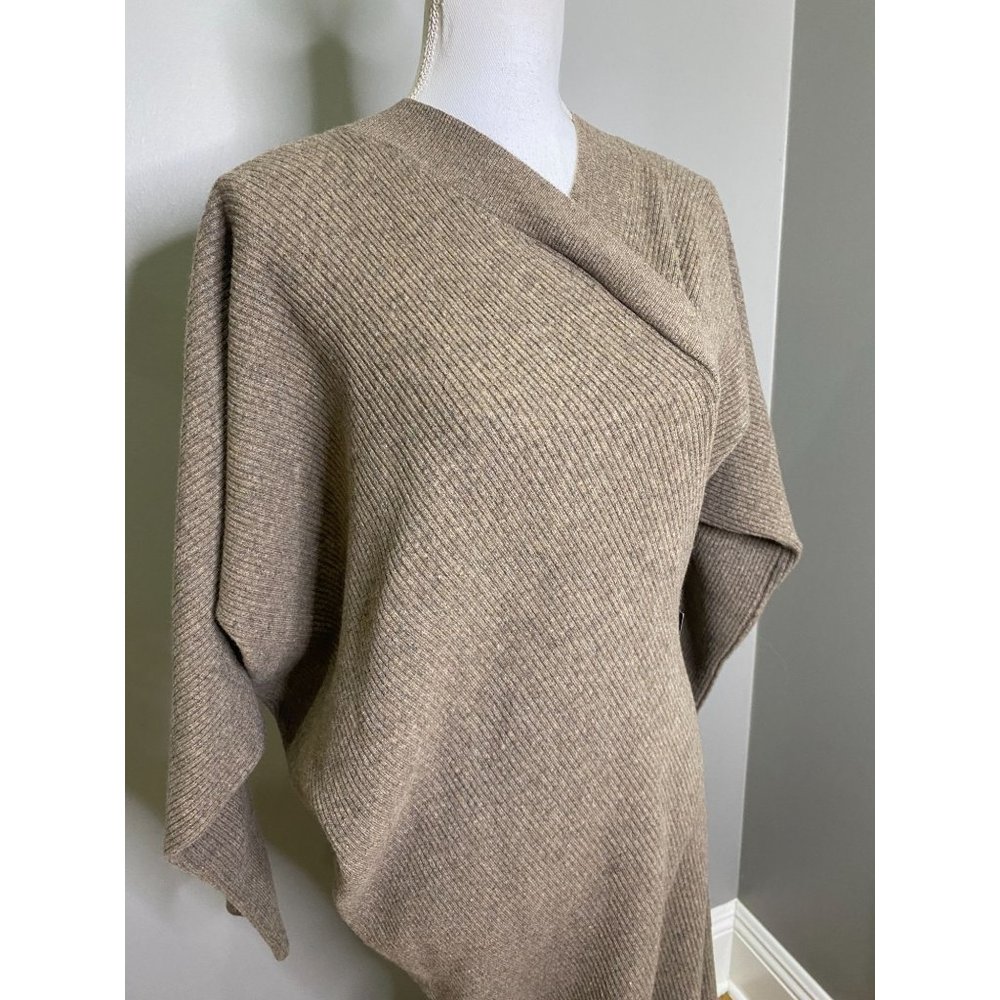 LVIR Unbalance Ribbed Knit Wool Cashmere V-Neck Midi Dress Women's Size Medium - Picture 7 of 15